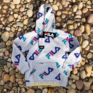 FILA Logo Pullover Hoodie All Over Print NWT